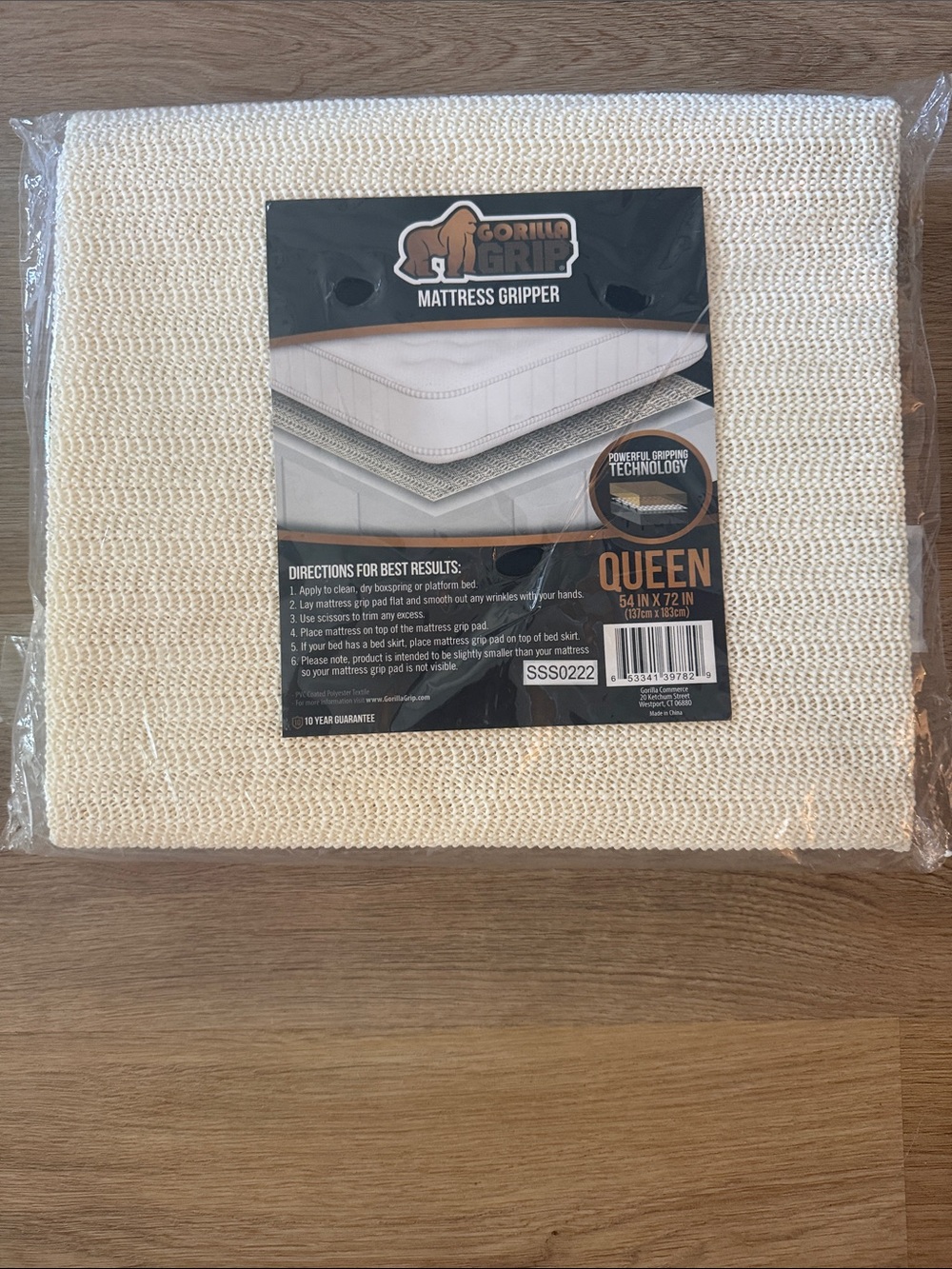 Gorilla Grip Queen Mattress Gripper Pad - Cream